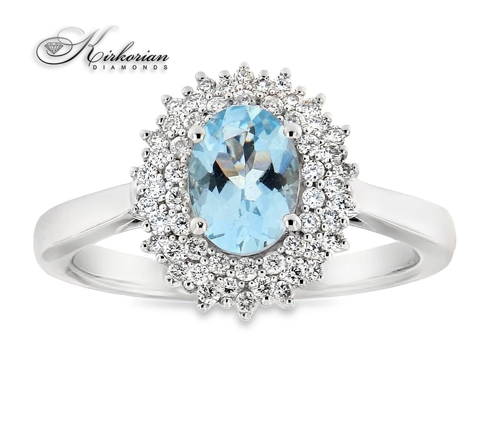 Пръстен от бяло злато 18K с аквамарин 0.73ct и диаманти 0.25ct | Размер 51 Пръстен от бяло злато 18K с аквамарин 0.73ct и диаманти 0.25ct | Размер 51