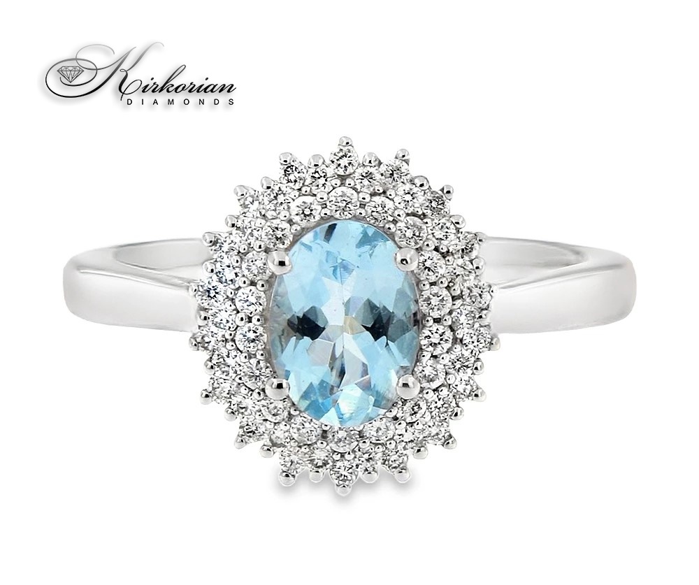 Пръстен от бяло злато 18K с аквамарин 0.73ct и диаманти 0.25ct | Размер 51 Пръстен от бяло злато 18K с аквамарин 0.73ct и диаманти 0.25ct | Размер 51