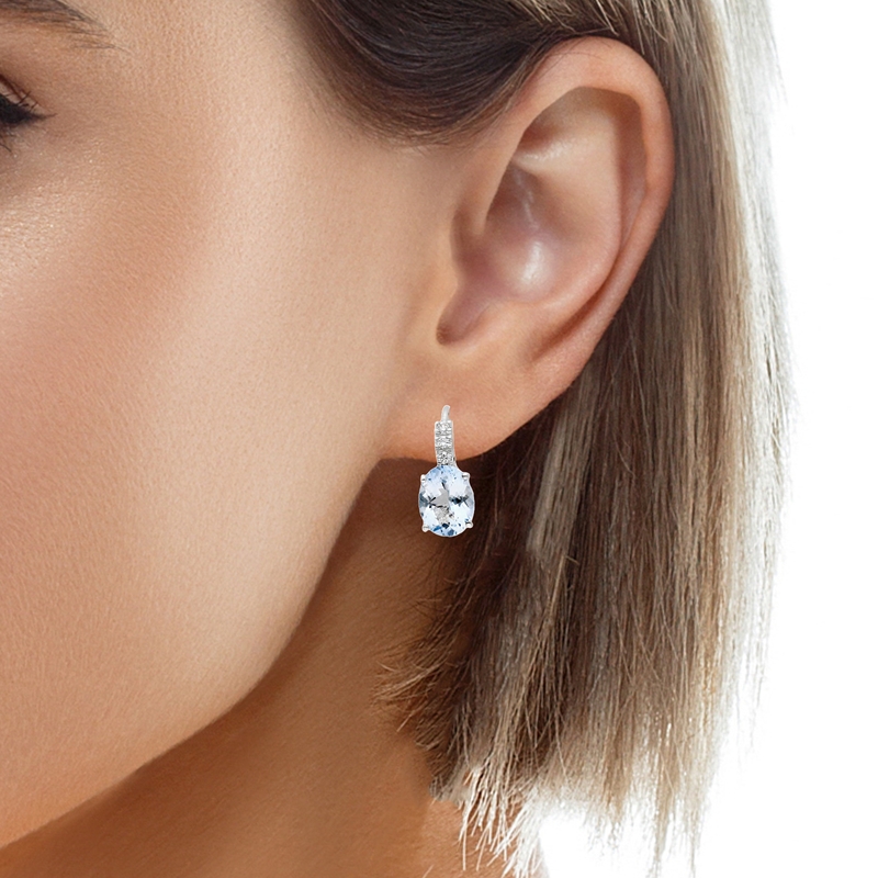 Обеци от бяло злато 18k с аквамарин 3.18ct и диаманти 0.13ct – модел S281336 Обеци от бяло злато 18k с аквамарин 3.18ct и диаманти 0.13ct – модел S281336