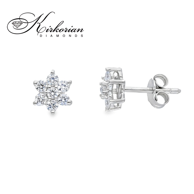 Обеци от бяло злато 18k с диаманти 0.56ct в цветна форма – S189896 Обеци от бяло злато 18k с диаманти 0.56ct в цветна форма – S189896