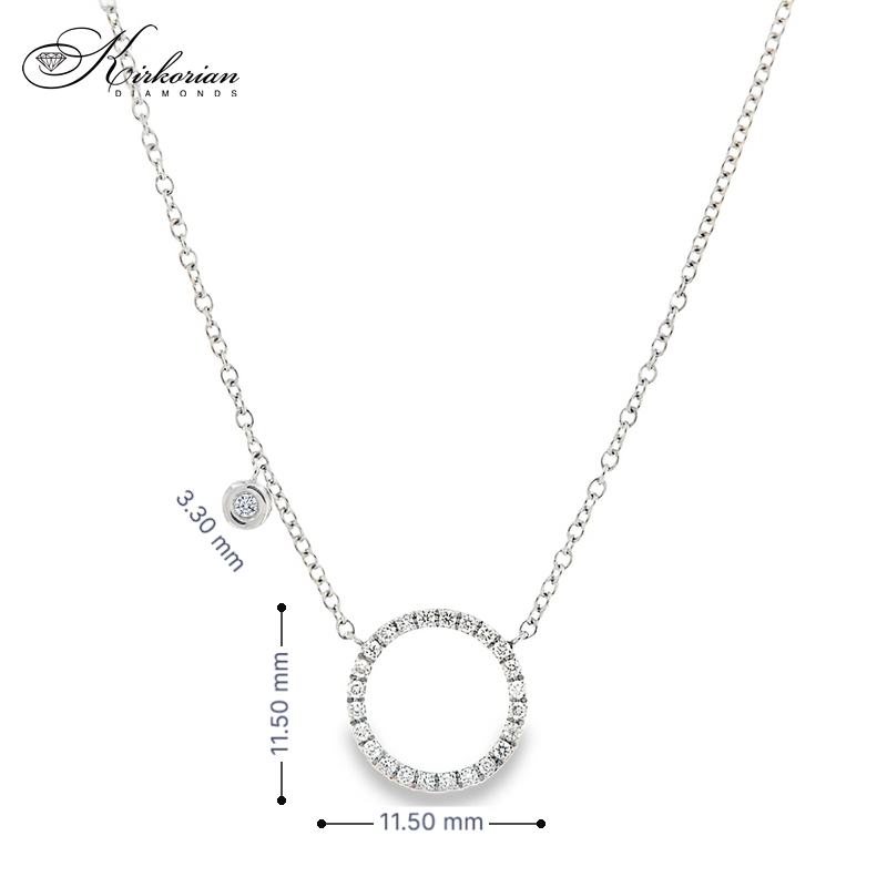 Колие кръг с диаманти 0.15ct в бяло злато 18к + допълнителен диамант – Код S199796 | Kirkorian Diamonds