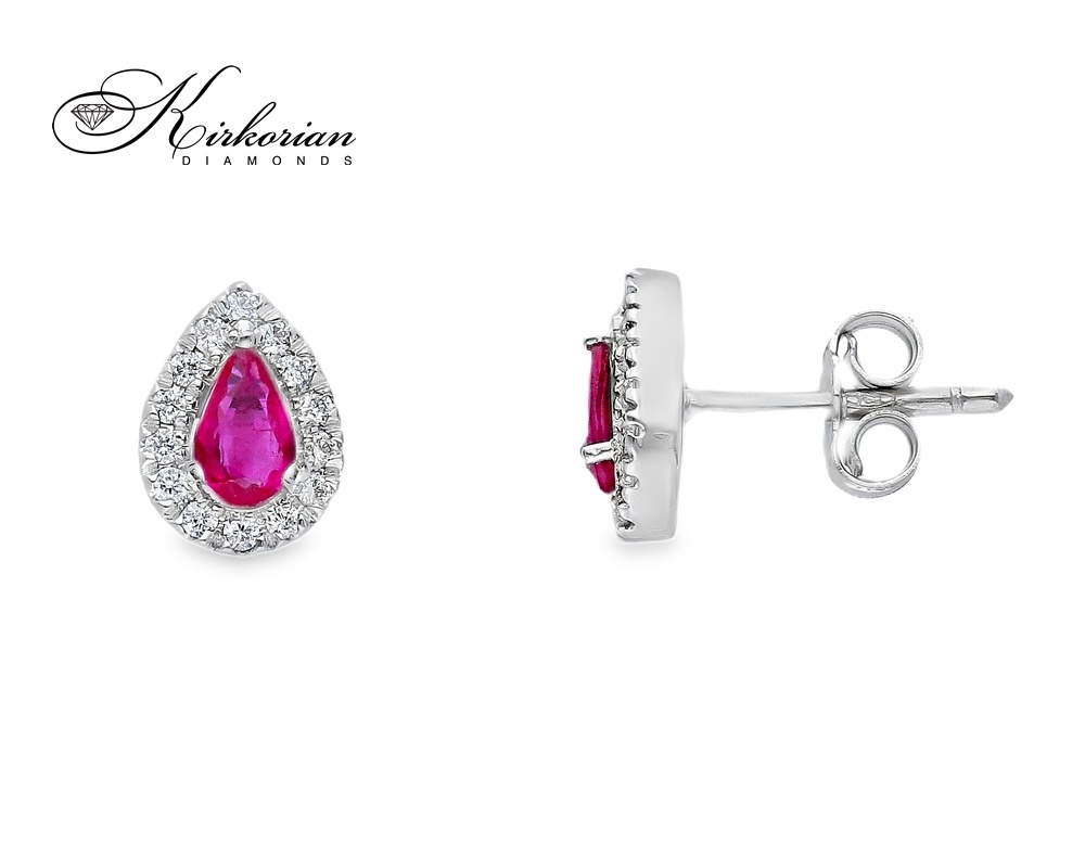 Обеци от бяло злато 18k с рубини 0.55ct и диаманти 0.18ct – модел S225828 Обеци от бяло злато 18k с рубини 0.55ct и диаманти 0.18ct – модел S225828