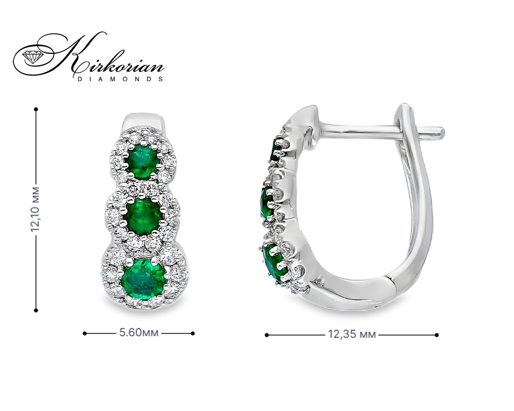 Обеци от бяло злато 18k със смарагди 0.42ct и диаманти 0.26ct – модел S234407