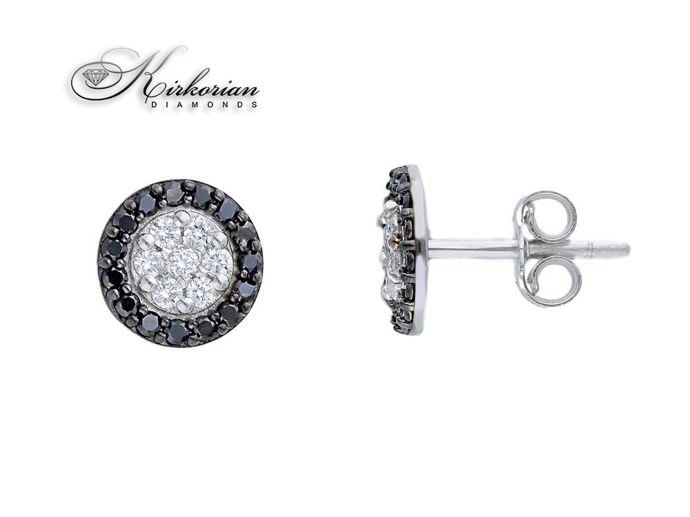 Обеци от бяло злато 18k с бели и черни диаманти 0.50ct – модел S253318 Обеци от бяло злато 18k с бели и черни диаманти 0.50ct – модел S253318