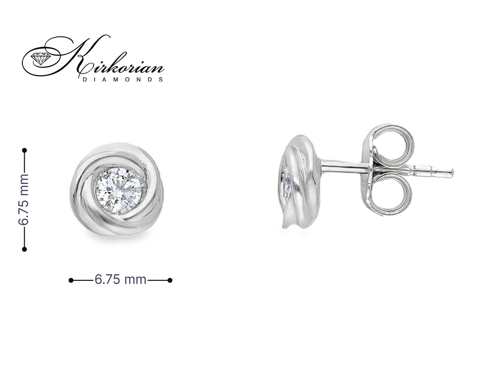 Преплетени обеци от бяло злато 18k с диамант 0.27ct – модел S253891