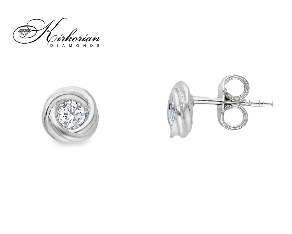 Преплетени обеци от бяло злато 18k с диамант 0.27ct – модел S253891 Преплетени обеци от бяло злато 18k с диамант 0.27ct – модел S253891