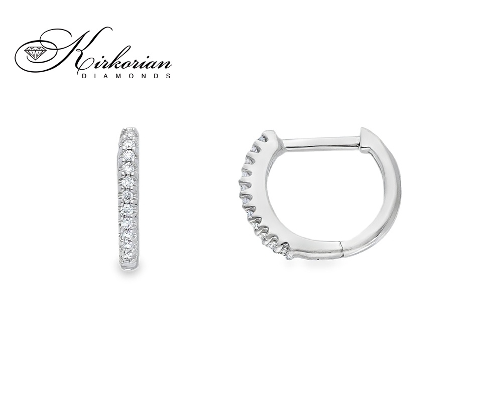 Детски обеци халки от бяло злато 18k с диаманти 0.06ct – модел S254004 Детски обеци халки от бяло злато 18k с диаманти 0.06ct – модел S254004