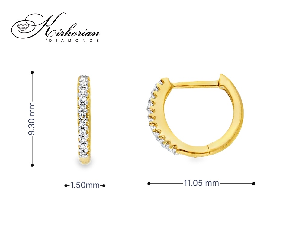 Детски обеци халки от жълто злато 18k с диаманти 0.06ct – модел S254005