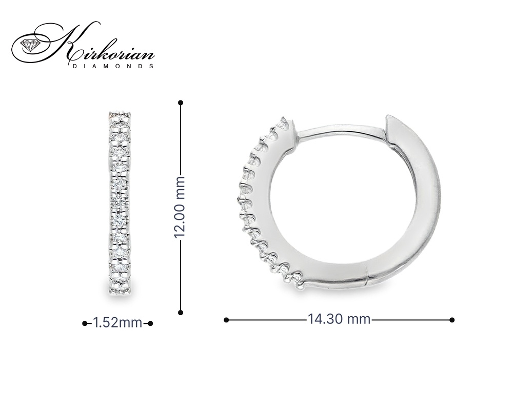 Фини обеци халки от бяло злато 18k с диаманти 0.09ct – модел S254008 Фини обеци халки от бяло злато 18k с диаманти 0.09ct – модел S254008