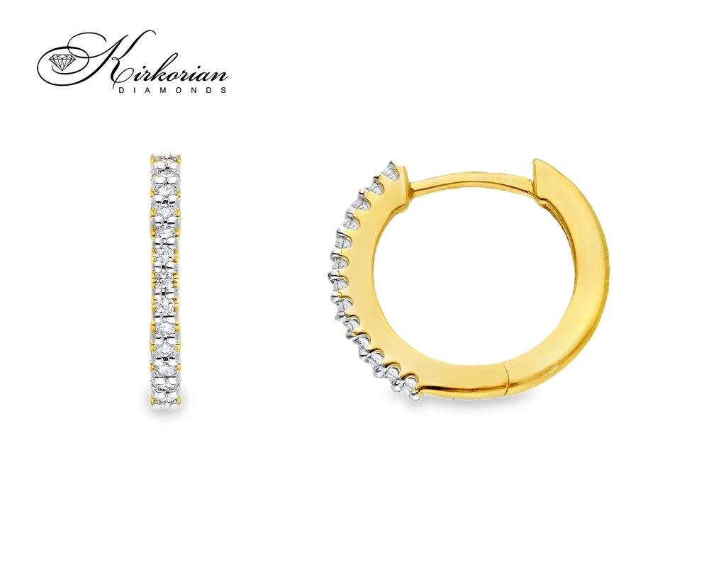 Обеци халки от жълто злато 18k с диаманти 0.09ct – модел S254009 Обеци халки от жълто злато 18k с диаманти 0.09ct – модел S254009