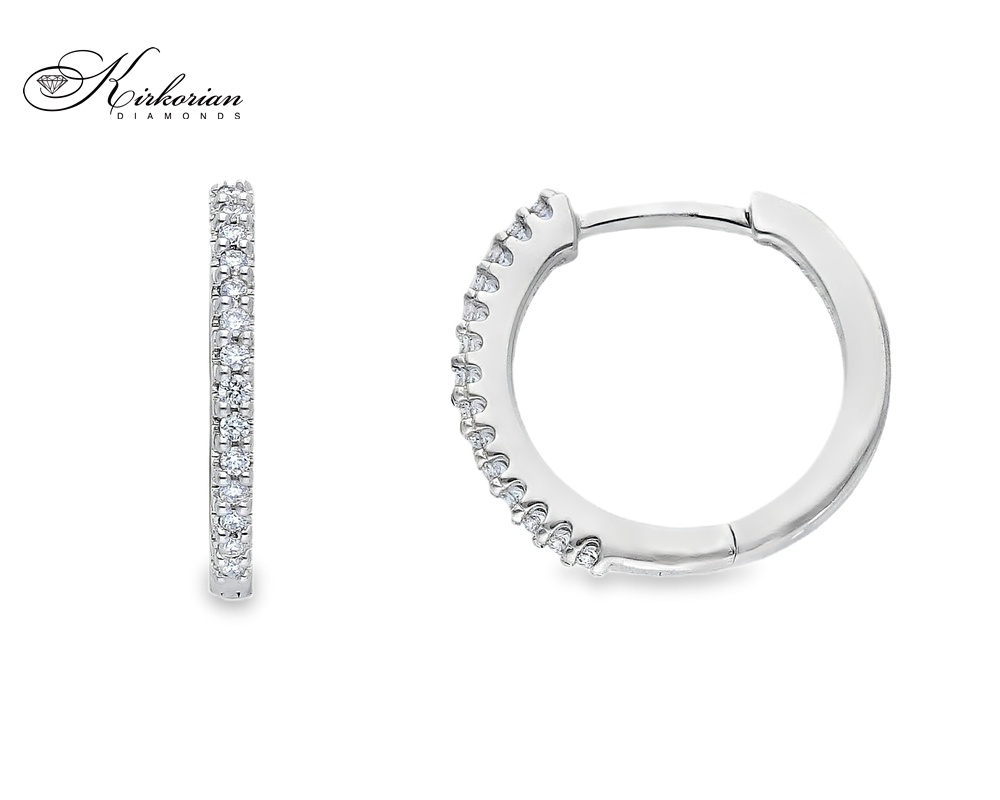 Обеци халки от бяло злато 18k с диаманти 0.12ct – модел S254012 Обеци халки от бяло злато 18k с диаманти 0.12ct – модел S254012