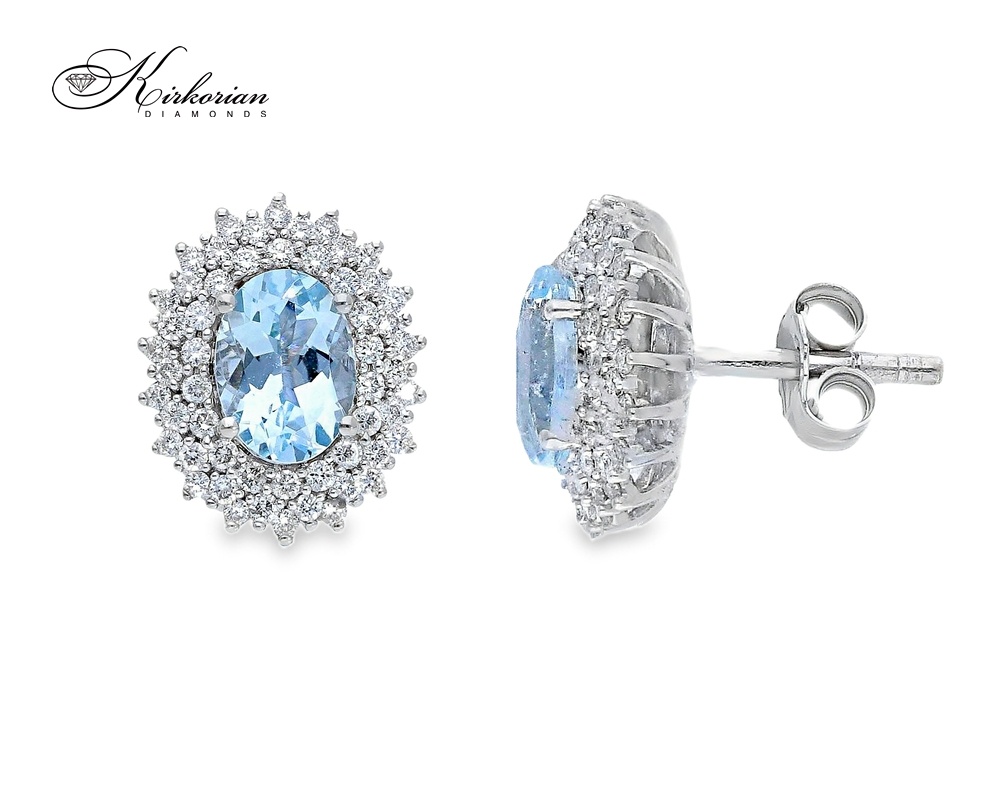 Обеци от бяло злато 18k с аквамарин 1.46ct и диаманти 0.50ct – модел S254185 Обеци от бяло злато 18k с аквамарин 1.46ct и диаманти 0.50ct – модел S254185