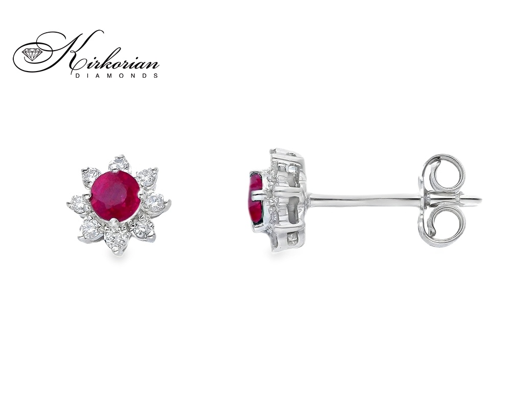 Обеци от бяло злато 18k с рубини 0.33ct и диаманти 0.16ct – модел S262366RB Обеци от бяло злато 18k с рубини 0.33ct и диаманти 0.16ct – модел S262366RB
