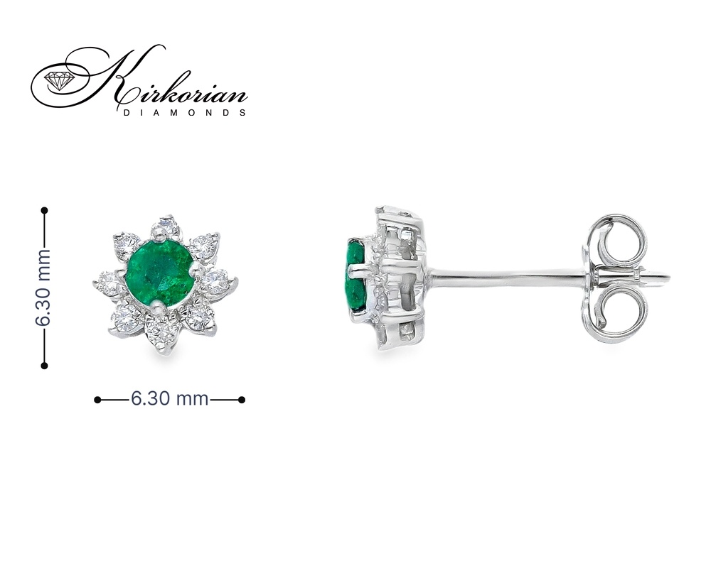 Обеци от бяло злато 18k със смарагди 0.26ct и диаманти 0.16ct – модел S262366SB