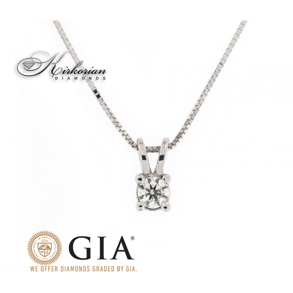 Колие бяло злато 14к. с диамант 0.30 карата GIA сертификат код:601