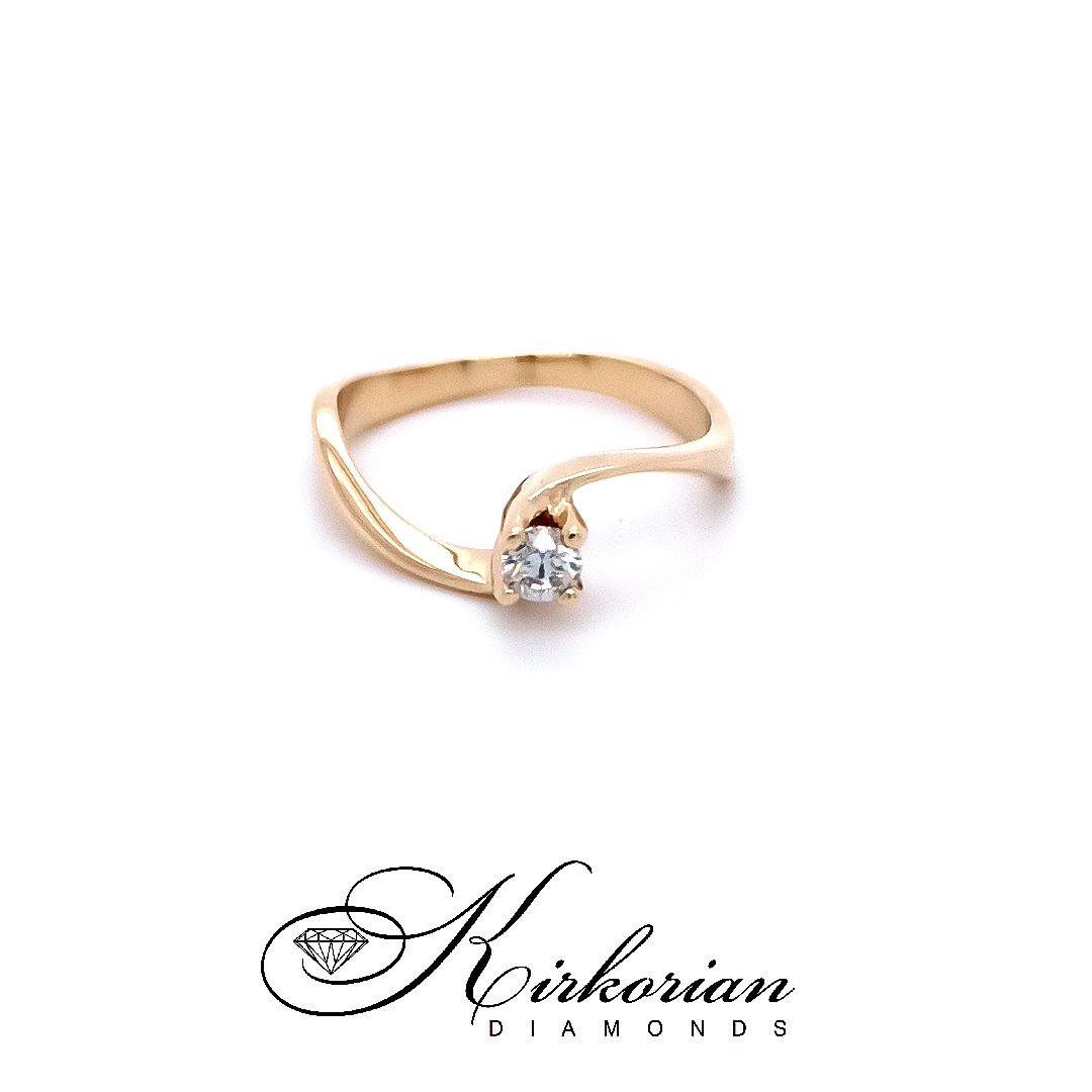 Годежен пръстен бяло или жълто злато 14к. с диамант 0.15 карата код:369