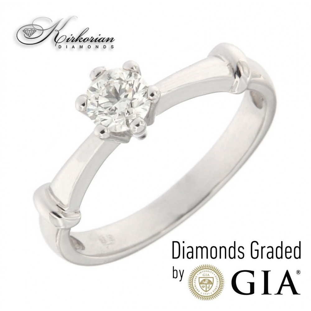 Класически годежен пръстен бяло злато 14к. с диамант 0.40 карата с GIA сертификат  код:546