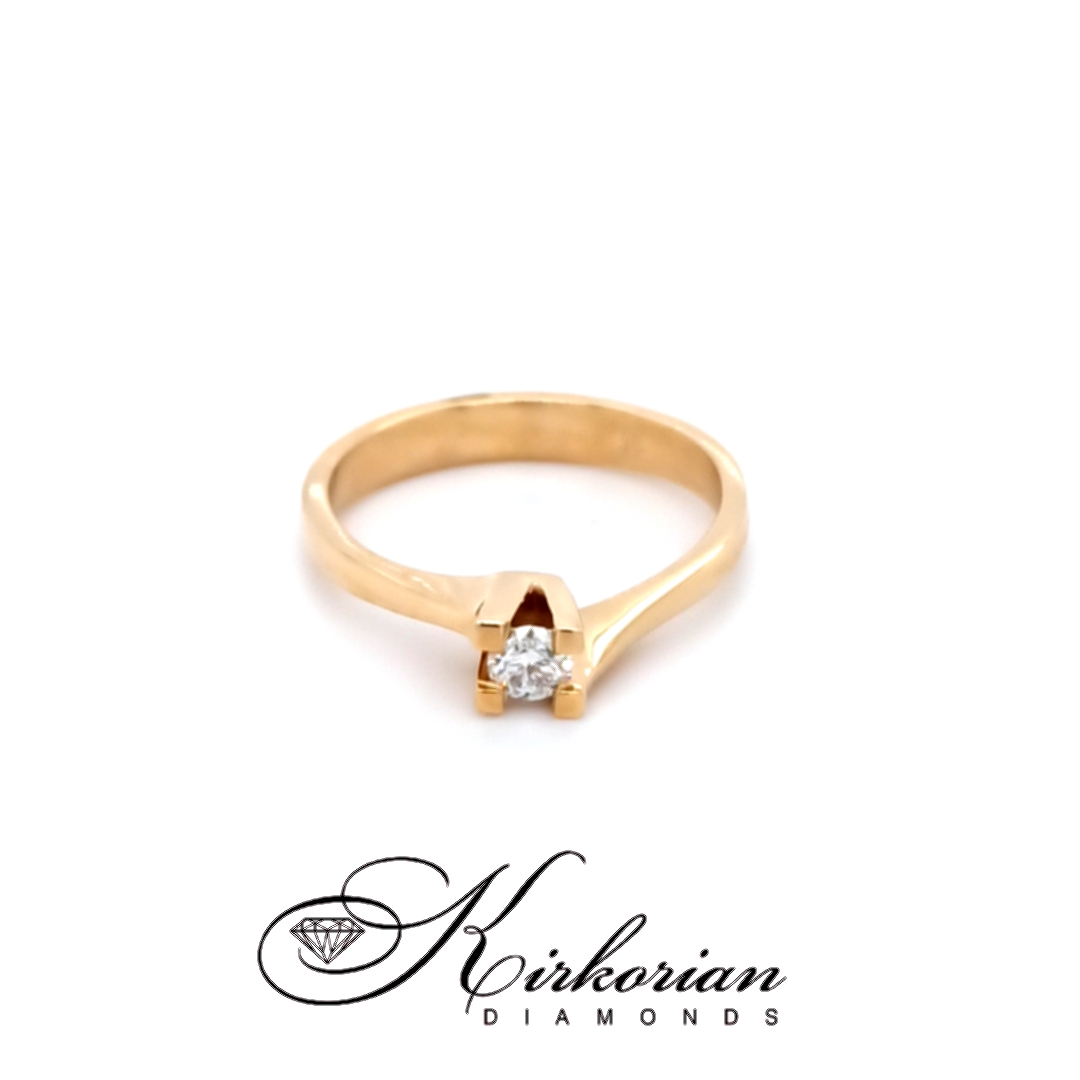 Годежен пръстен бяло или жълто злато 14к. с диамант 0.18 карата код:K599