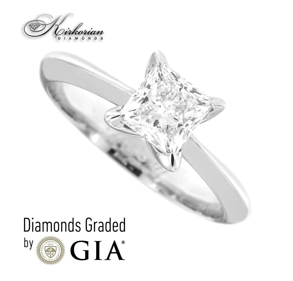 Годежен пръстен 14к. с инвестиционен диамант  1.00 карат принцес GIA код:610