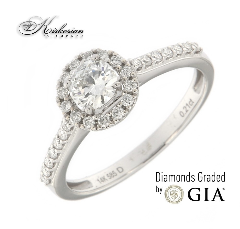 Годежен пръстен бяло злато 18к.  GIA сертификат диаманти 0.61ct код:RN214