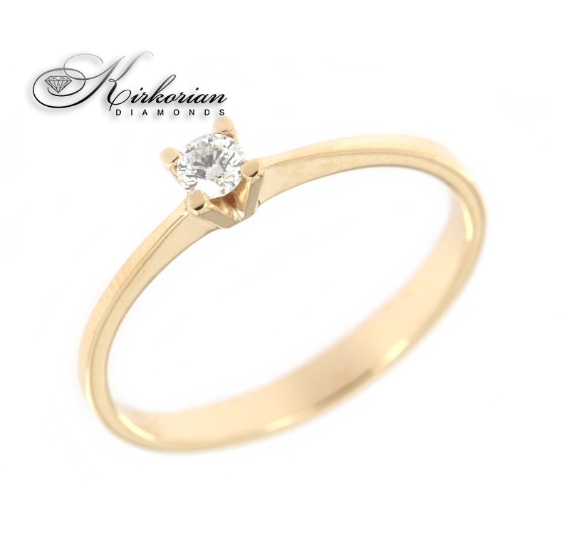 Класически годежен пръстен бяло или жълто злато 14к. с диамант 0.10 карата Код:K119