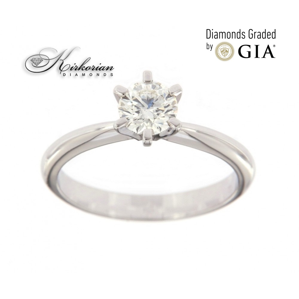 Класически годежен пръстен бяло злато 14к. с диамант 0.70 карата GIA сертификат код:K572