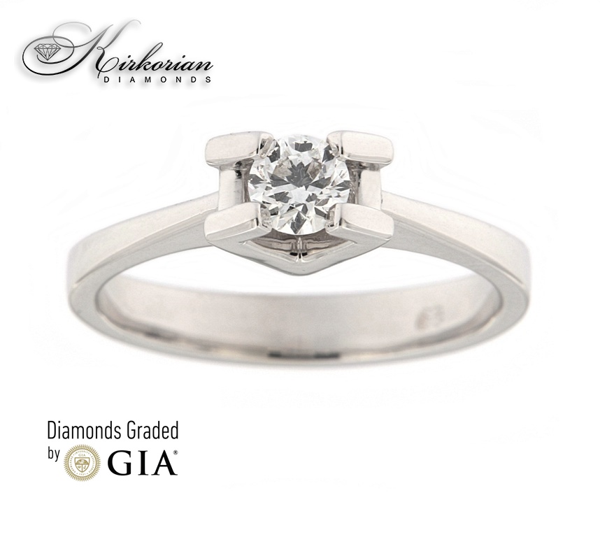 Годежен пръстен бяло злато 14к. с диамант 0.30 карата GIA сертификат код:591