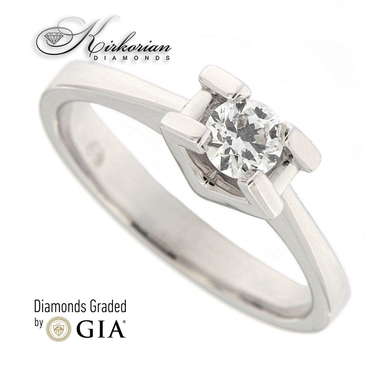 Годежен пръстен бяло злато 14к. с диамант 0.30 карата GIA сертификат код:591