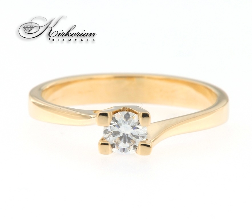 Годежен пръстен жълто злато 14к. с диамант 0.30 карата GIA сертификат код:594B