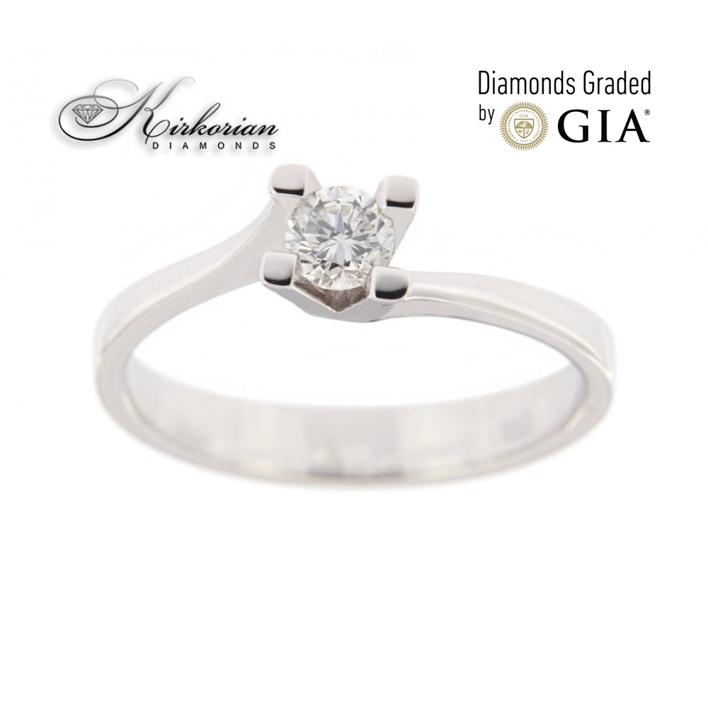 Годежен пръстен бяло злато 14к. с диамант 0.30 карата GIA сертификат код:594