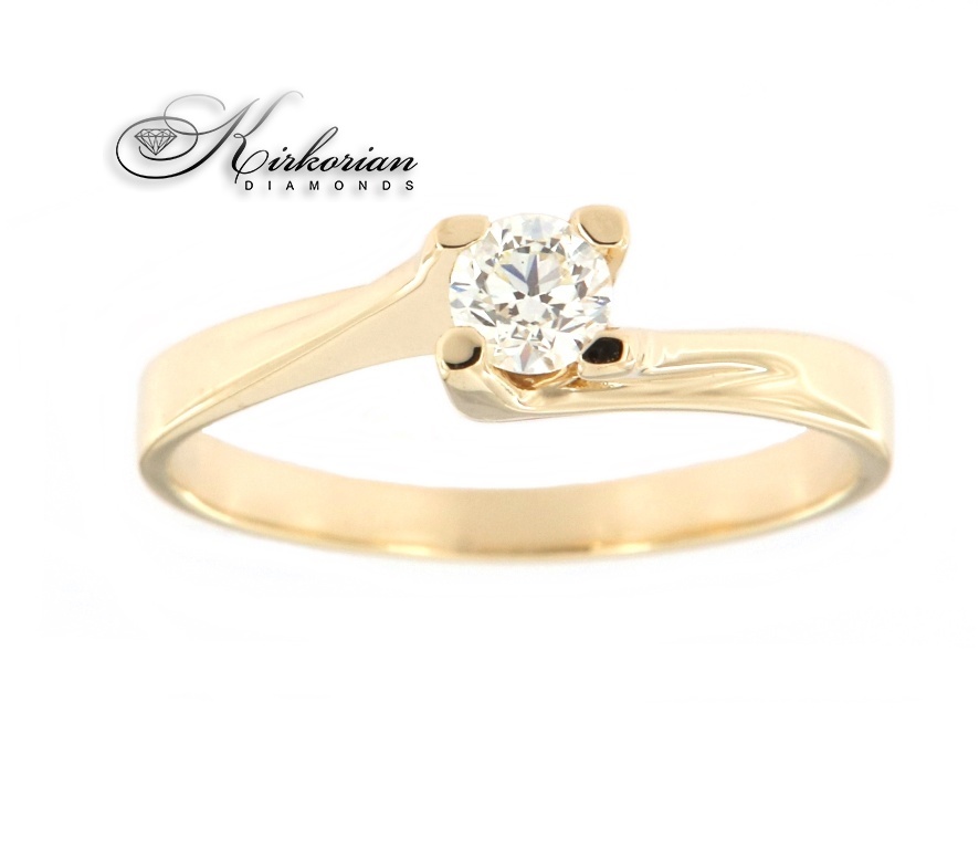 Годежен пръстен бяло или жълто злато 14к. с диамант 0.17 карата кодG361