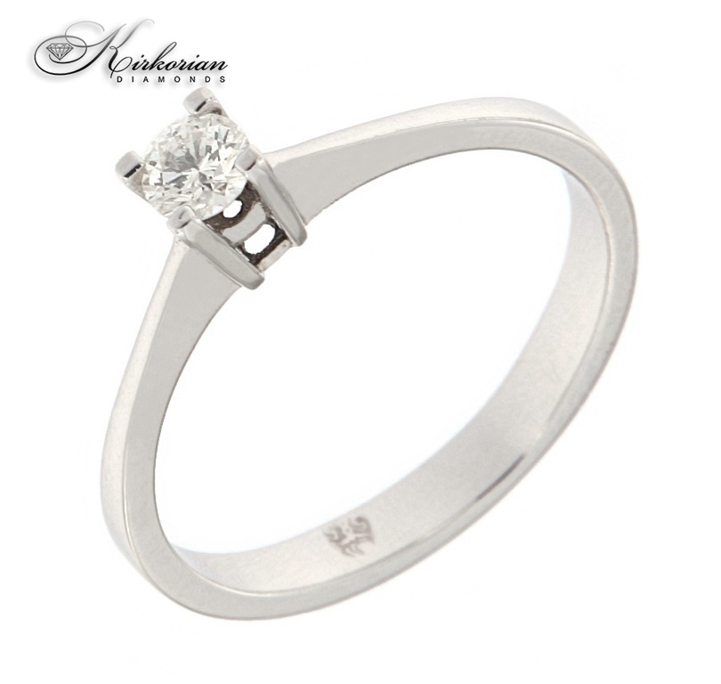 Класически годежен пръстен бяло или жълто злато 14к. с диамант 0.15 карата код:G343