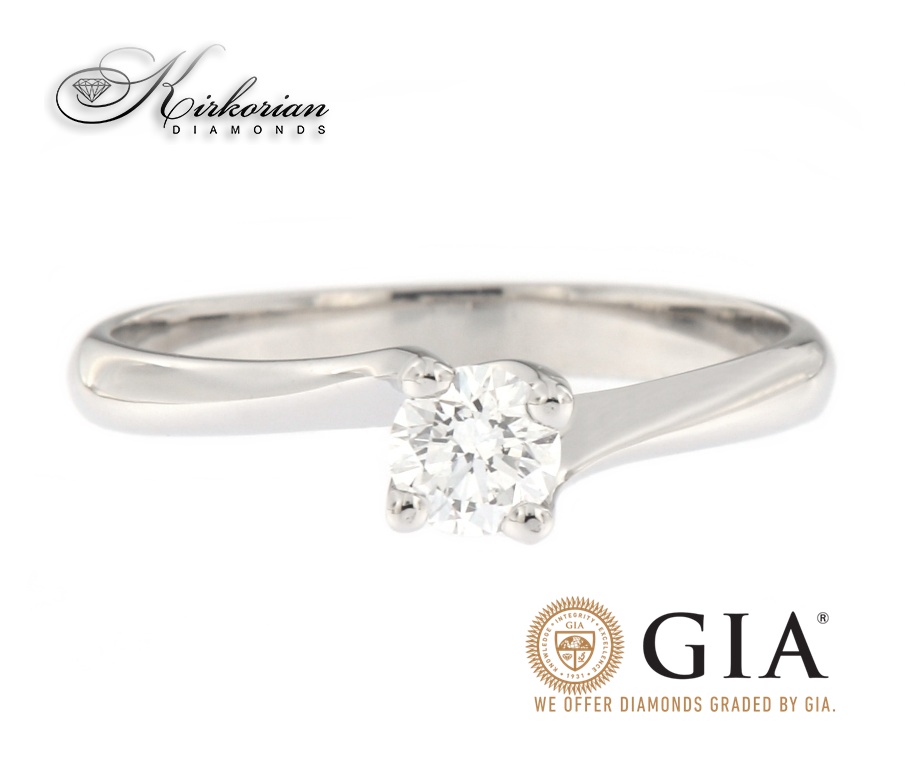 Годежен пръстен бяло злато 14. с диамант 0.30 карата GIA сертификат код:G368A