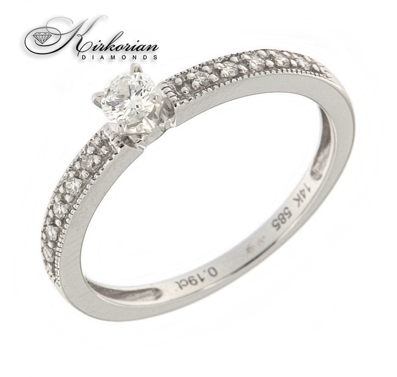 Годежен пръстен бяло злато 14к. с диаманти 0.19 карата код:RN11