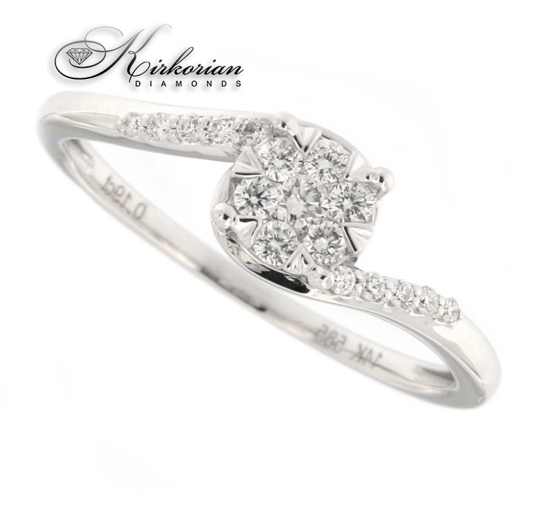 Годежен пръстен бяло злато 14к. с диаманти 0.19 карата код:RN136B