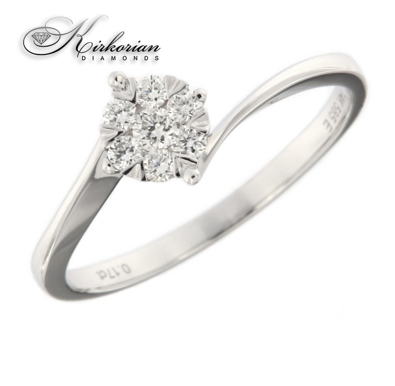 Годежен пръстен бяло злато 14к. с диаманти 0.17 карата код:RN207