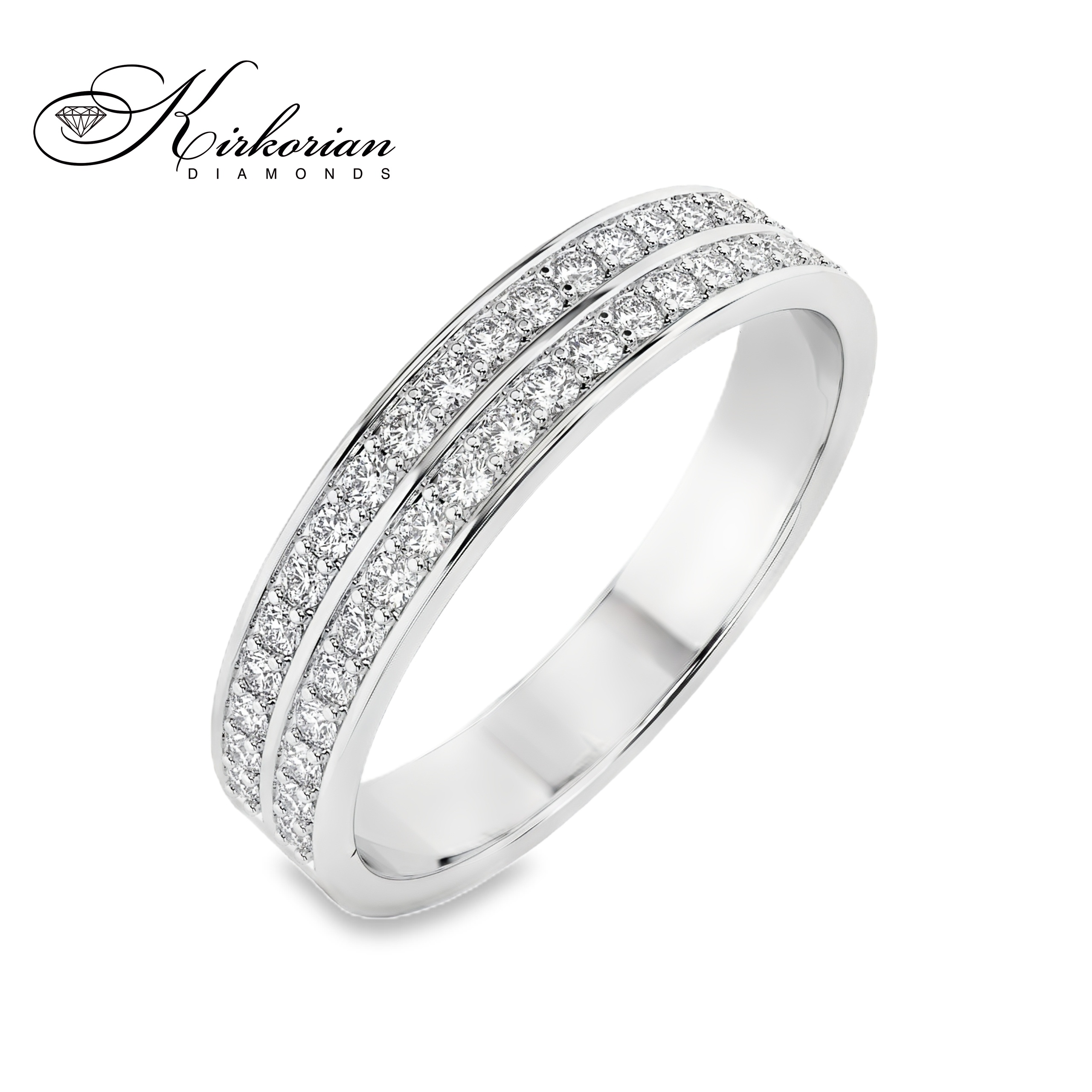 Брачна халка от бяло злато 14K с два реда диаманти 0.37ct и KD сертификат – модел 10110045 Брачна халка от бяло злато 14K с два реда диаманти 0.37ct и KD сертификат – модел 10110045