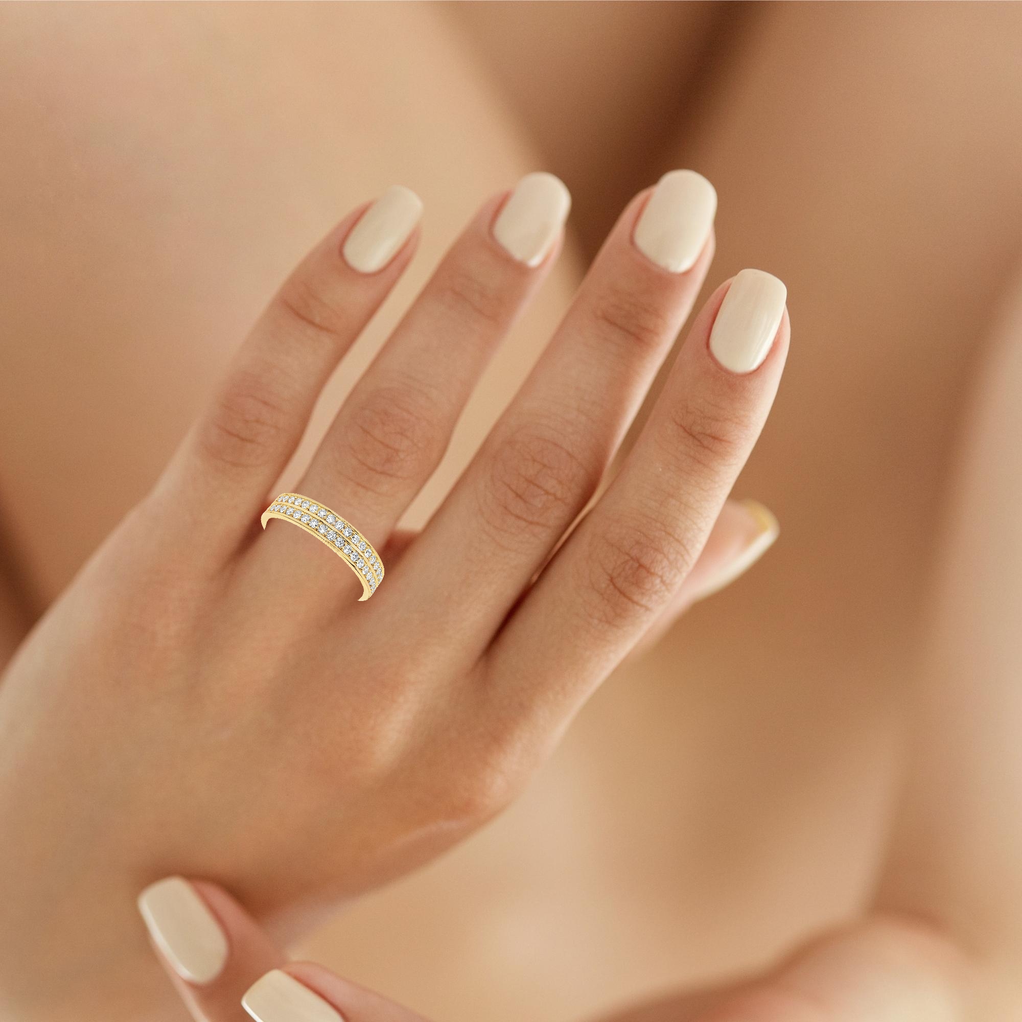 Брачна халка от жълто злато 18K с два реда диаманти 0.37ct и KD сертификат – модел 10110045G Брачна халка от жълто злато 18K с два реда диаманти 0.37ct и KD сертификат – модел 10110045G