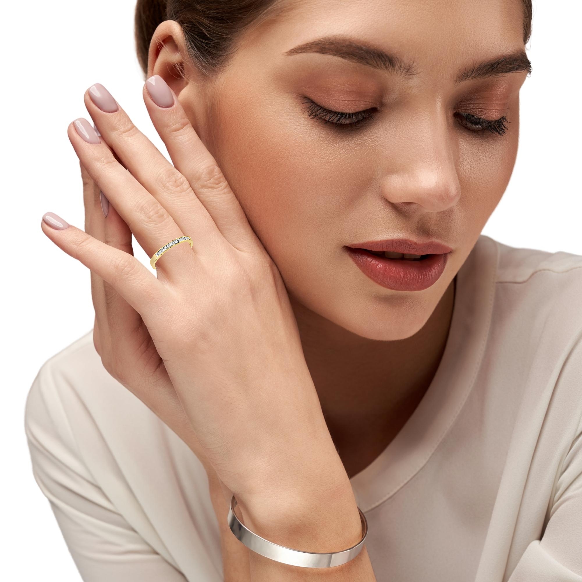 Брачна халка от жълто злато 14K с диаманти 0.11ct и KD сертификат – модел 10110065G Брачна халка от жълто злато 14K с диаманти 0.11ct и KD сертификат – модел 10110065G