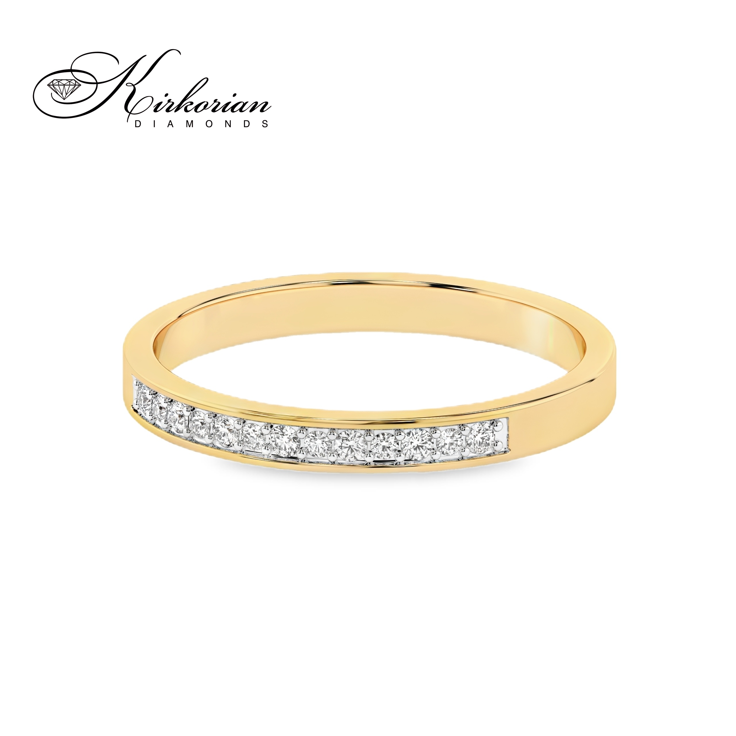 Брачна халка от жълто злато 14K с диаманти 0.11ct и KD сертификат – модел 10110065G Брачна халка от жълто злато 14K с диаманти 0.11ct и KD сертификат – модел 10110065G