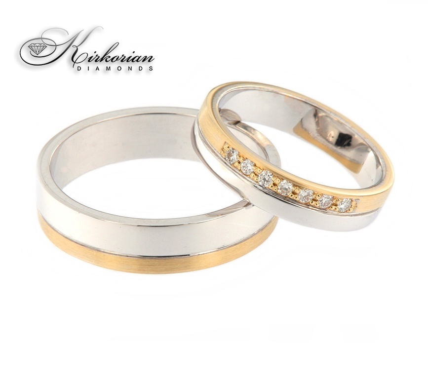 брачни халки от бяло жълто или розово злато в комбинация с диаманти код:WRD118