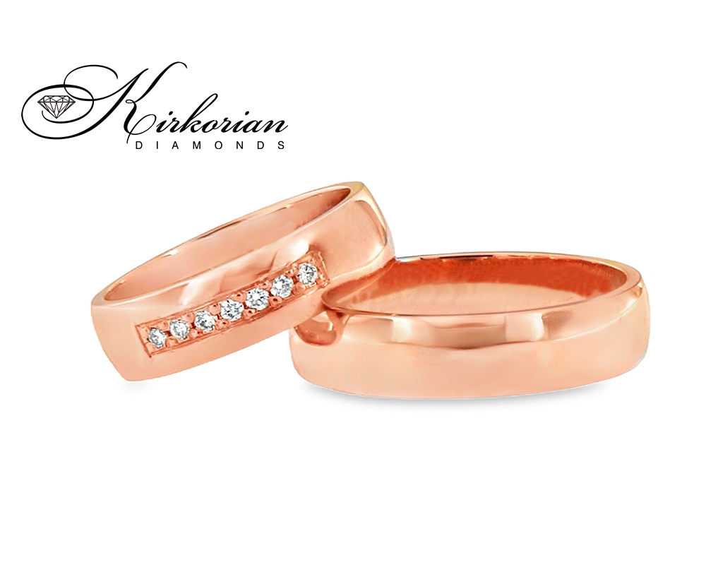 Венчални халки от розово злато 14к с диаманти 0.105ct WRD133