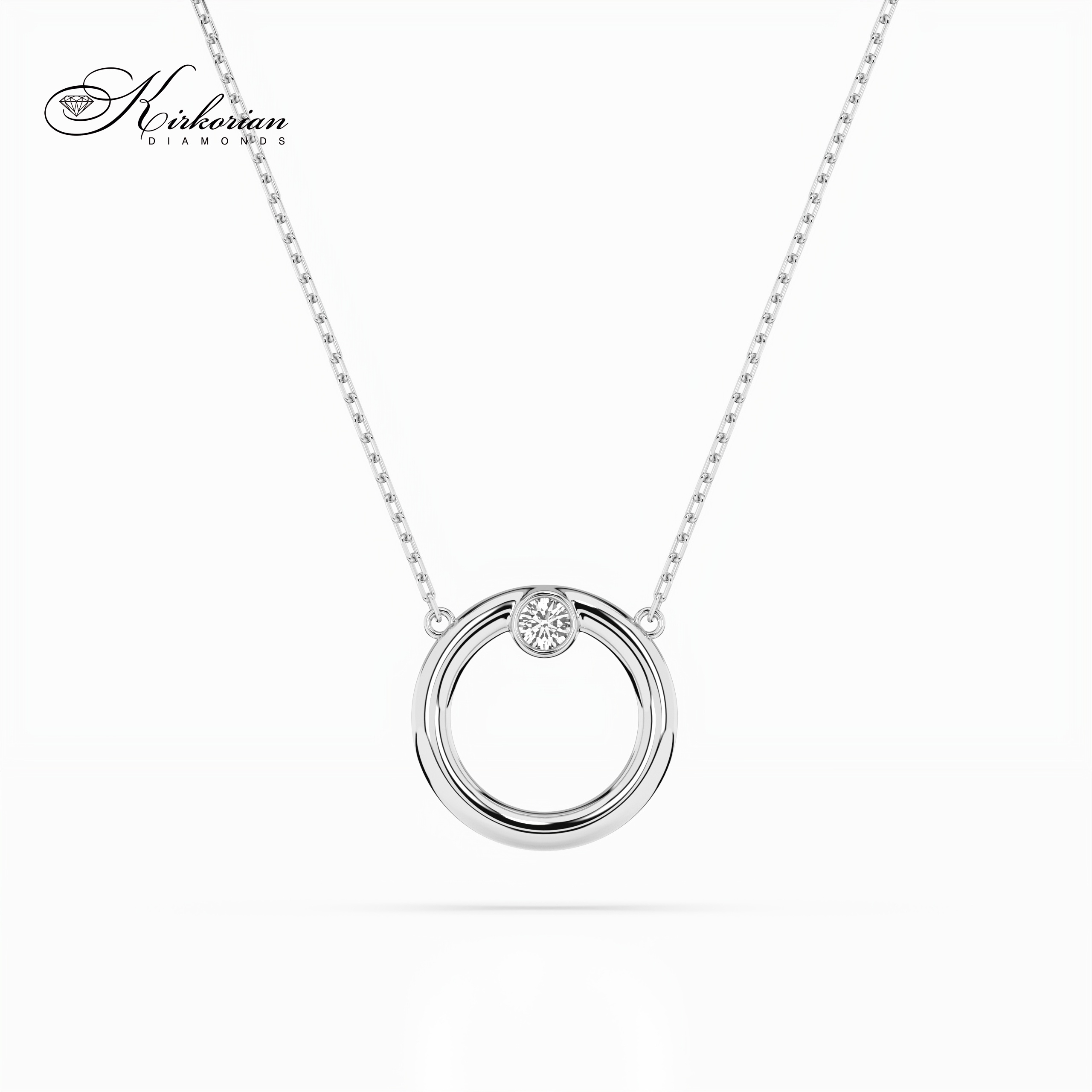 Колие от бяло злато 18К с естествен диамант 0.03 ct – код 10410056B | Луксозна опаковка и сертификат KD