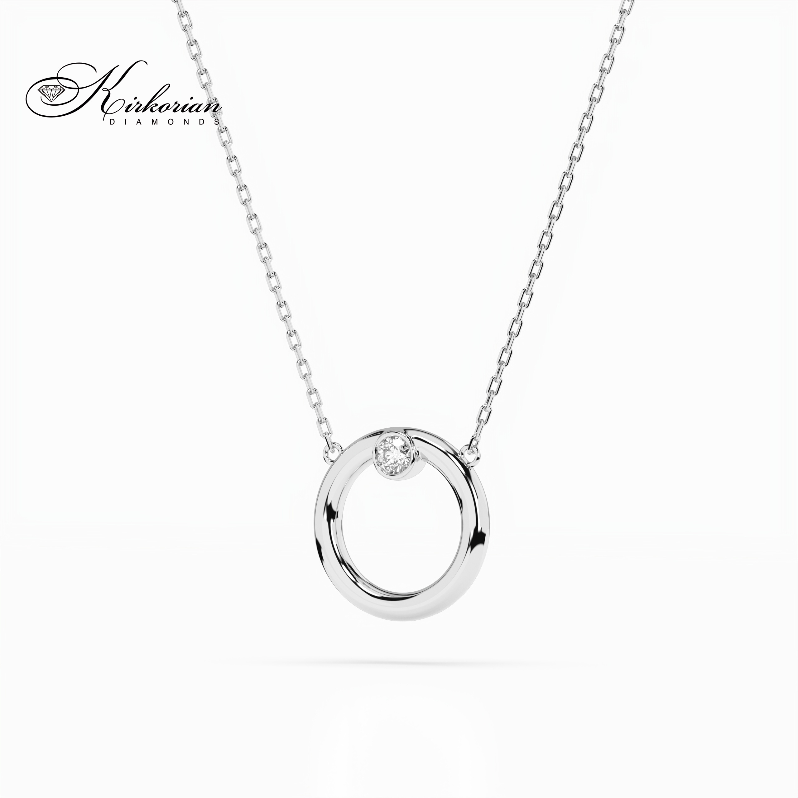 Колие от бяло злато 18К с естествен диамант 0.03 ct – код 10410056B | Луксозна опаковка и сертификат KD