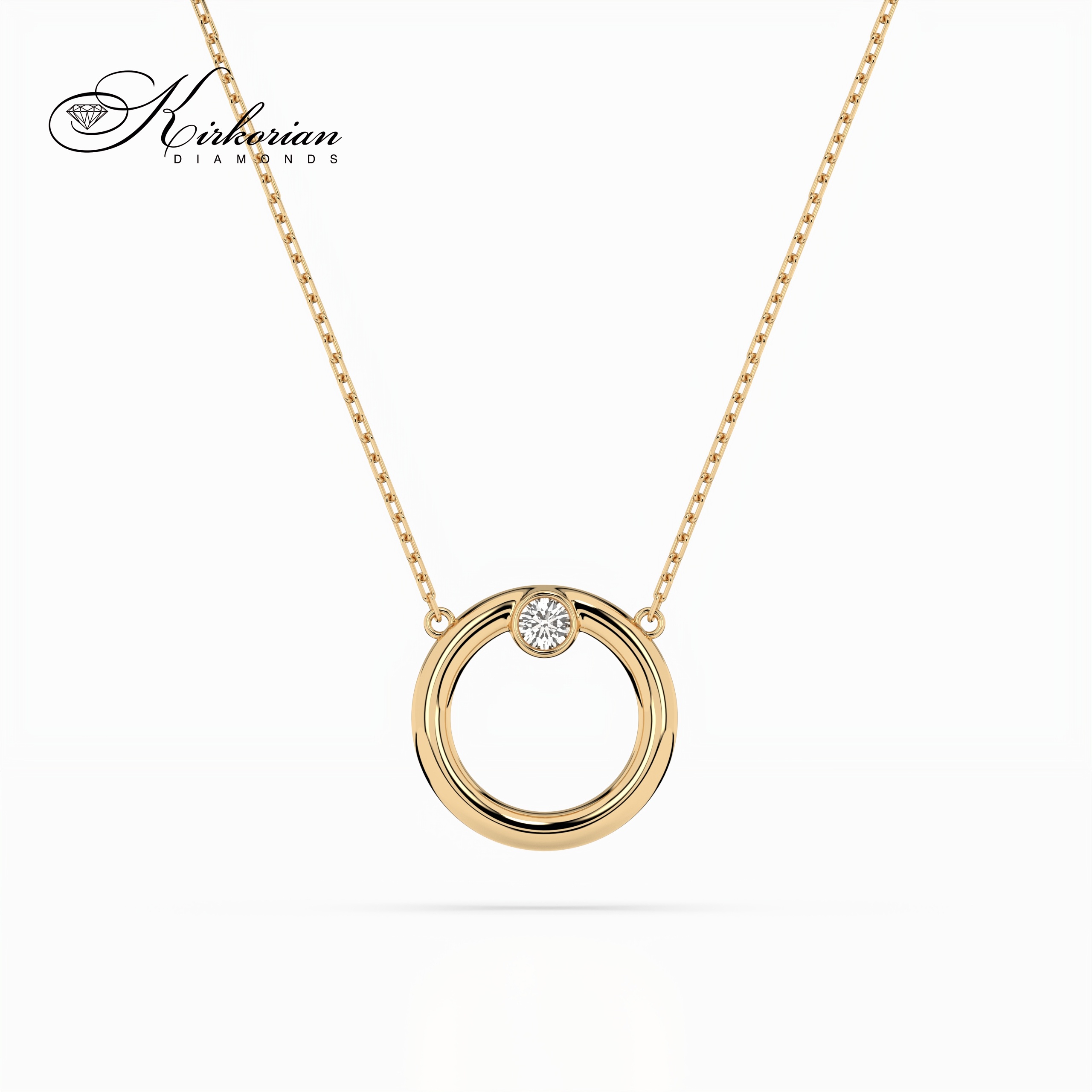 Изискано колие от жълто злато 18К с диамант 0.03 ct – лукс на достъпна цена, готово за подарък