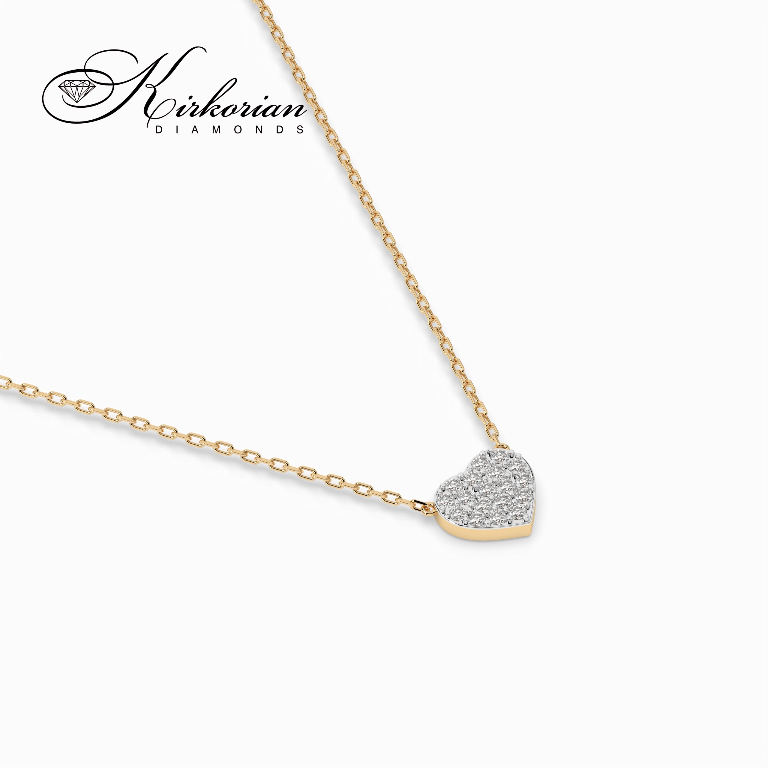 Фино колие сърце с диаманти от жълто злато 18К – лукс на достъпна цена