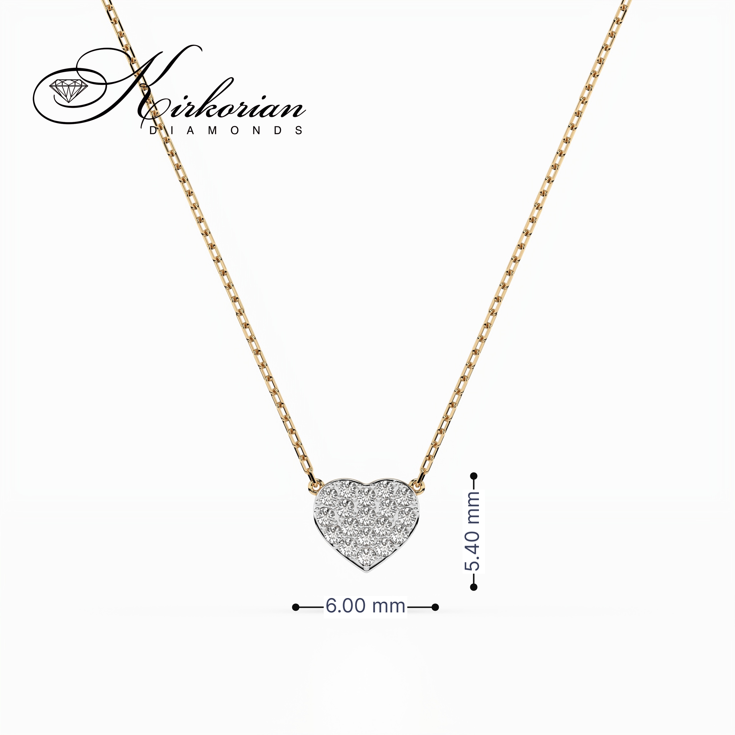 Фино колие сърце с диаманти от жълто злато 18К – лукс на достъпна цена