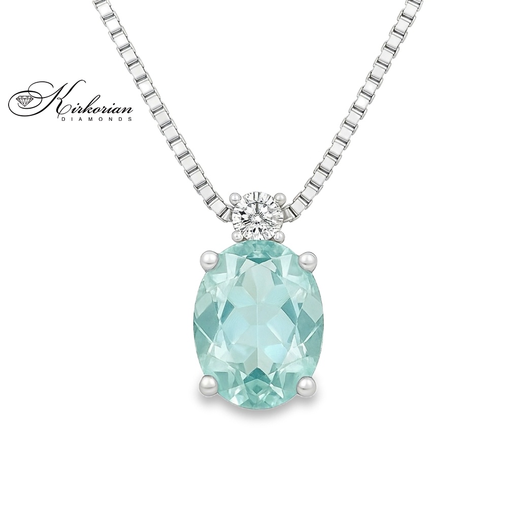 Колие от бяло злато 14k със Скай Блу Топаз 1.40ct и диамант 0.07ct – модел 331TB