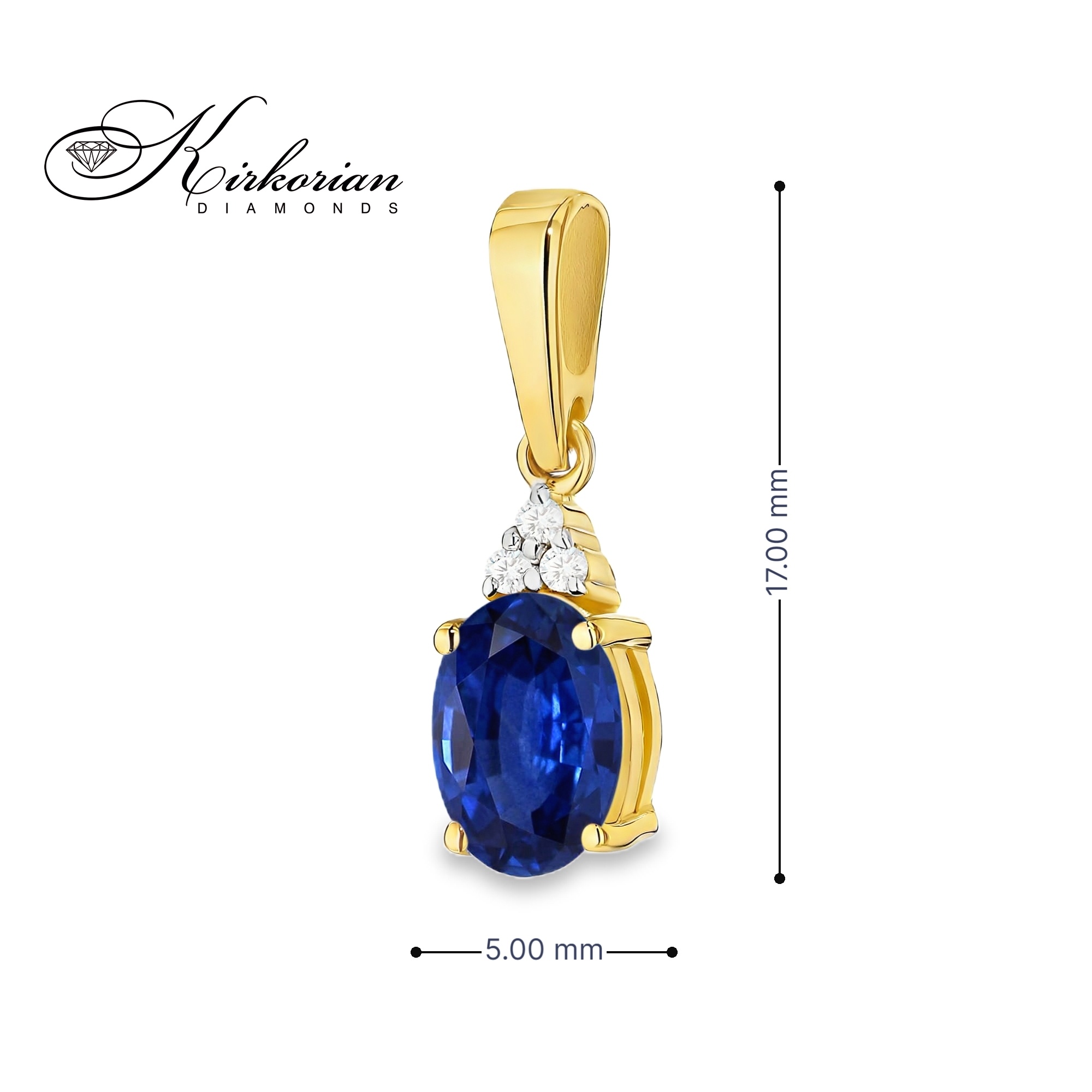 Колие от жълто злато 14К със сапфир 0.90 ct и диаманти 0.026 ct – елегантен дизайн, лукс на достъпна цена, код ZS0308