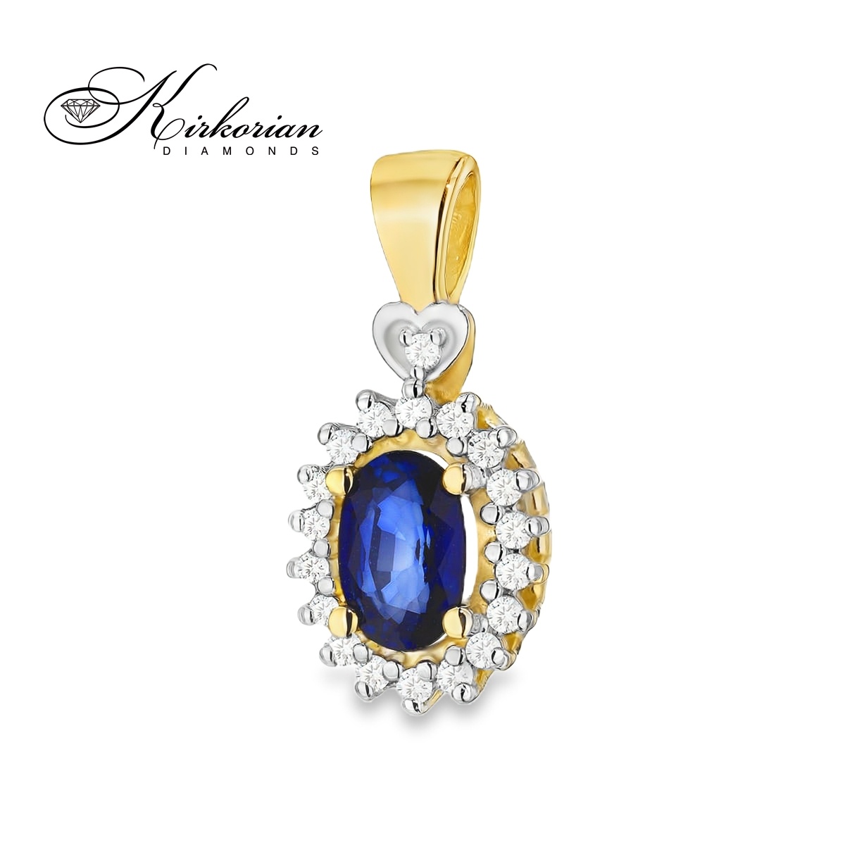 Луксозна висулка със сапфир и диаманти 0.70 ct | 14К жълто злато | Код ZS0312